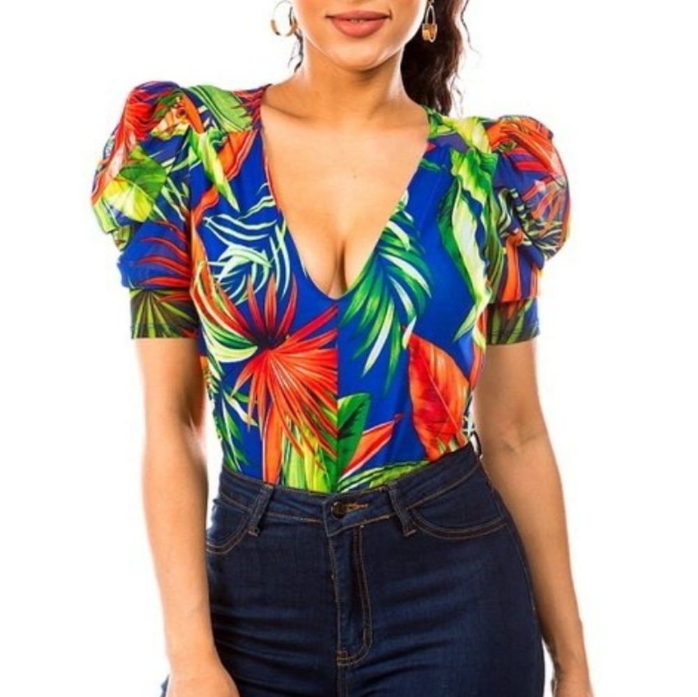 Day G Topical Neon Vibrant Colors V-Cut Bodysuit